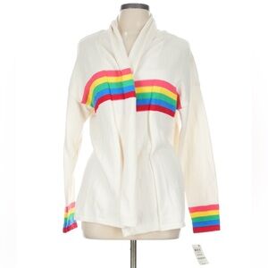 NWT Style & Co. Cream Cardigan with Rainbow Stripes large